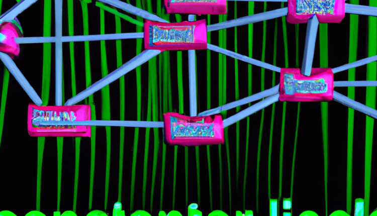 An image of a web of interconnected links, with various websites represented by different colors