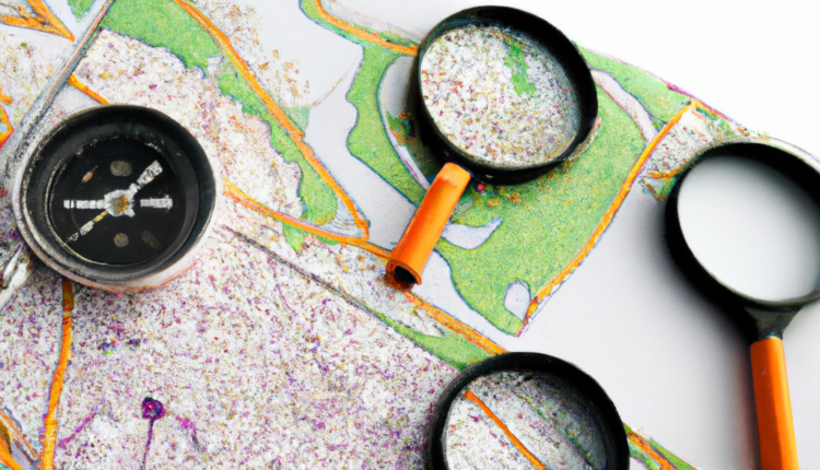 An image of a map with multiple locations marked, with arrows pointing towards the central location